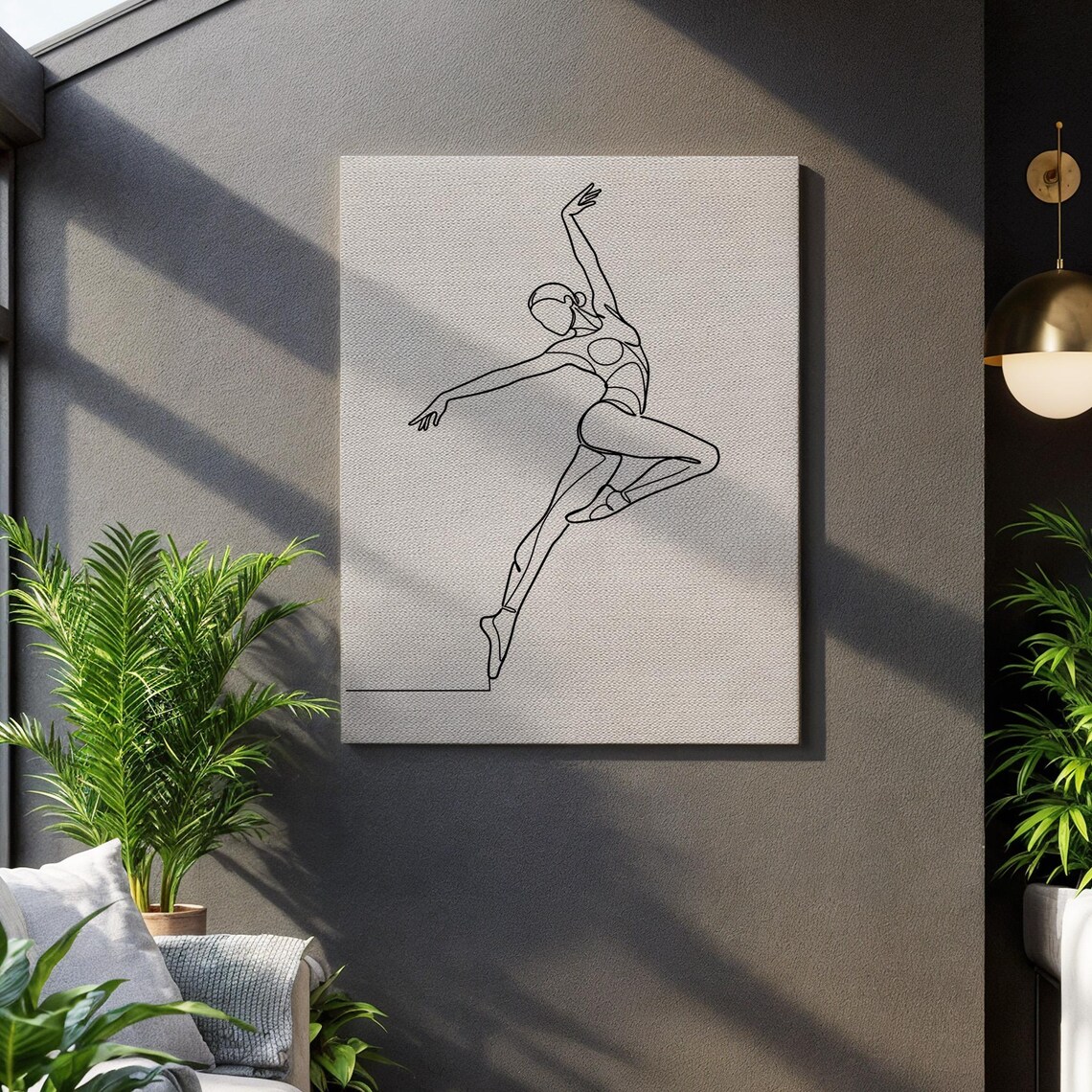 Minimalist Dancer Line Art, Abstract Ballet Motion