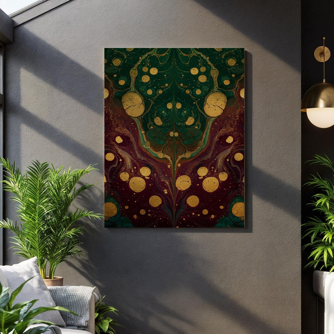 Marbled Golden Swirls, Elegant Living Ambiance