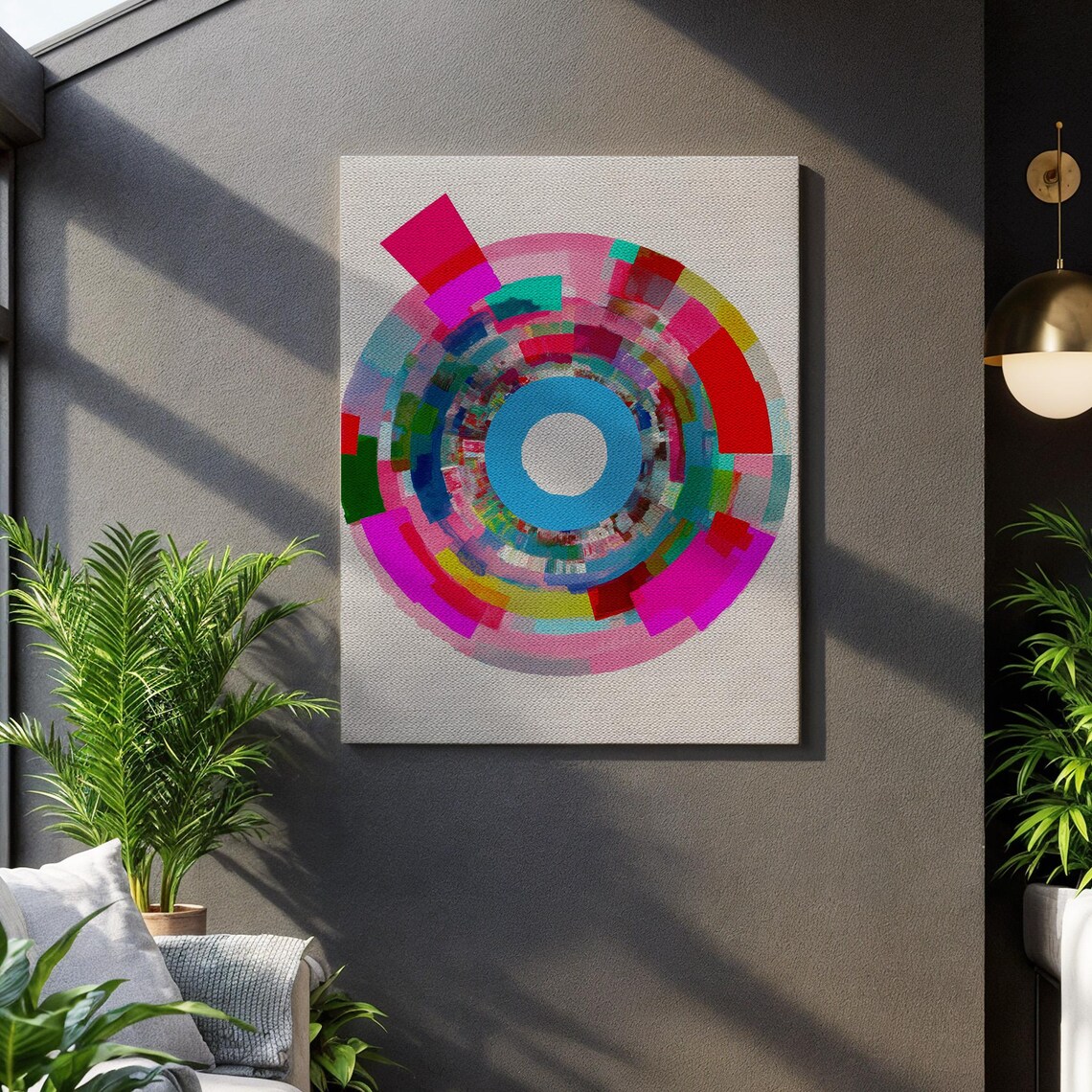Glitch Circle Abstract, Bold Modern Pop Art Print