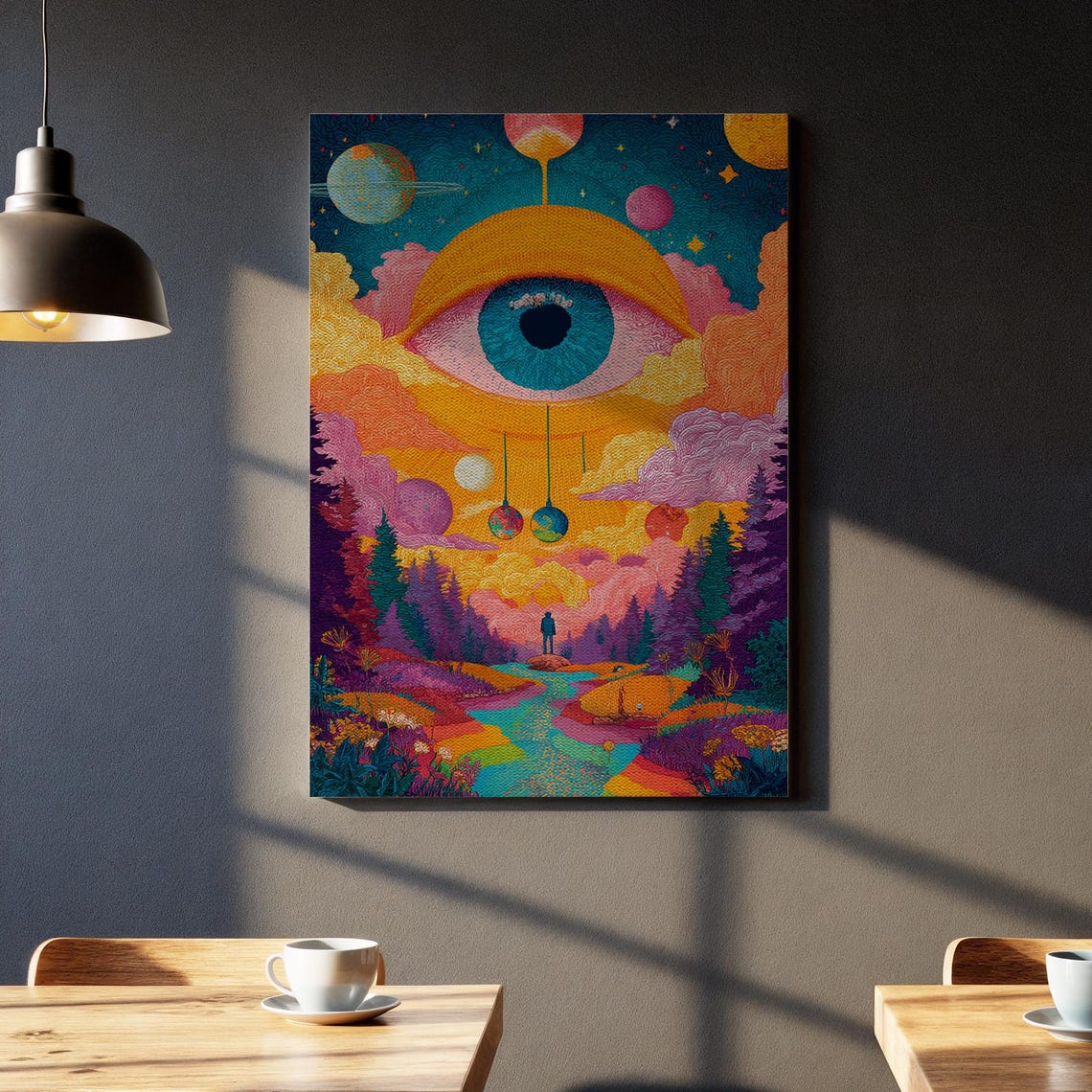Psychedelic Cosmic Eye Trippy Colorful Surreal Landscape Art Poster