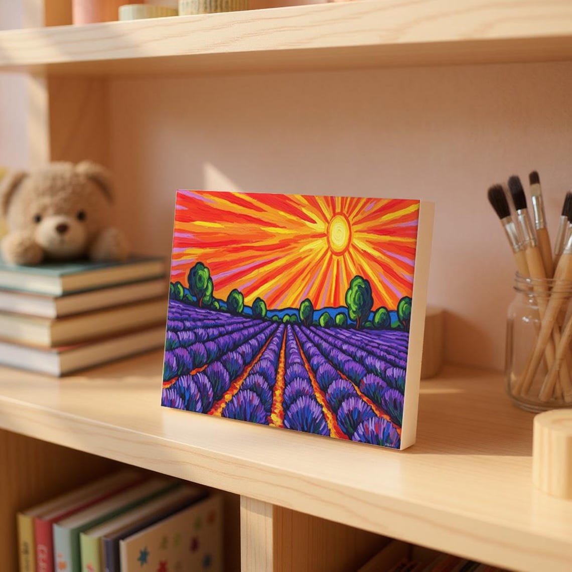 Lavender Field Blazing Hot Sun Fauvist Landscape Purple Poster