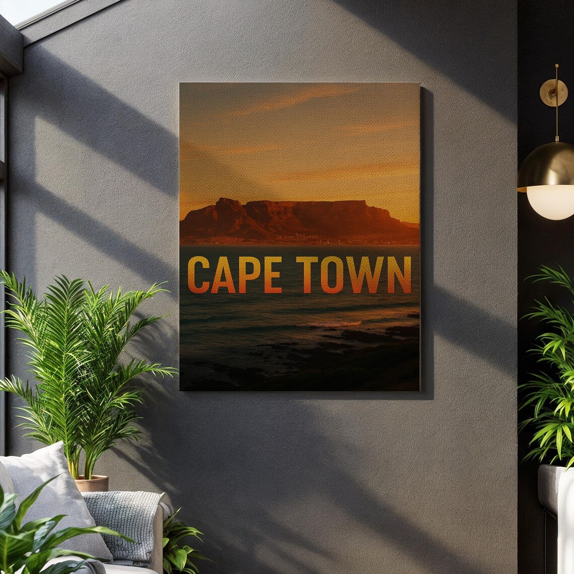 Cape Town Sunset Travel Poster, Table Mountain