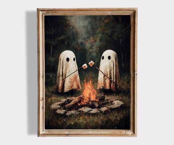 Ghosts Roasting Marshmallows Halloween Art Print