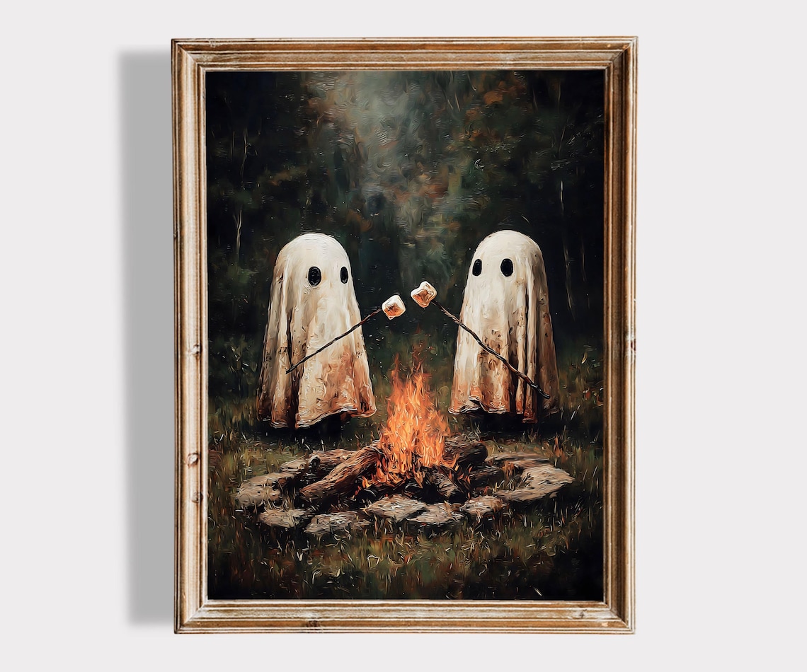 Ghosts Roasting Marshmallows Halloween Art Print