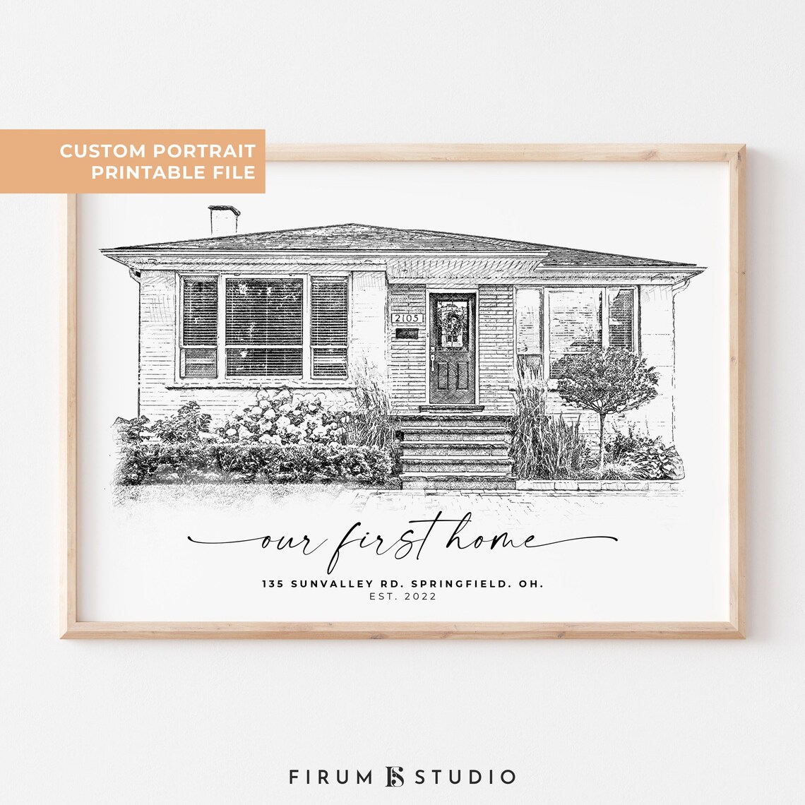 Custom Home Portrait, Realtor Closing Gift Art Print