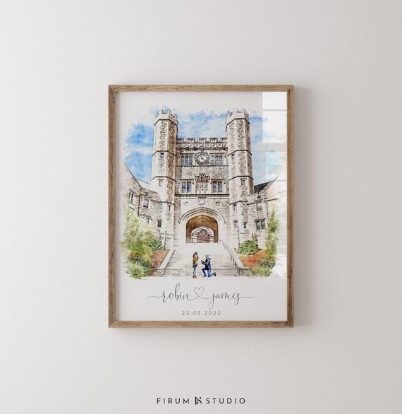 Personalized Mr Mrs Engagement Portrait Art Print