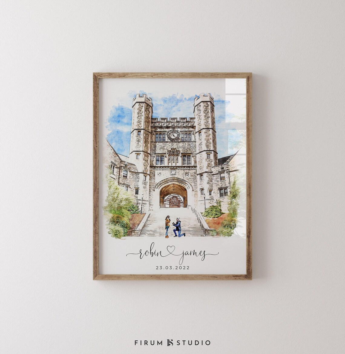 Personalized Mr Mrs Engagement Portrait Art Print