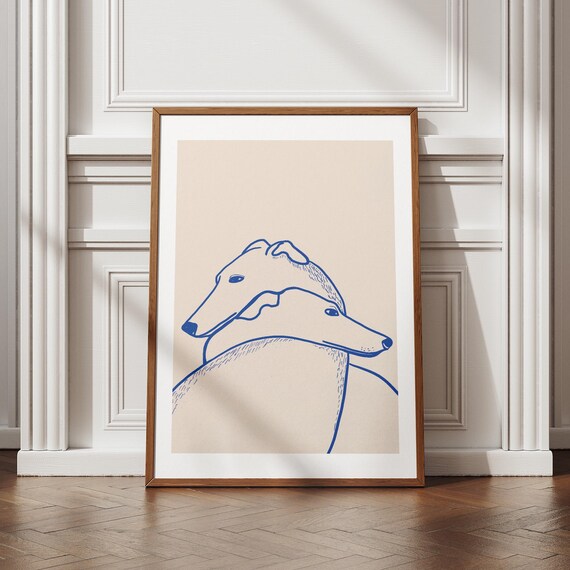 Whippet Dog Line Art, Minimalist Pet Wall Art Print