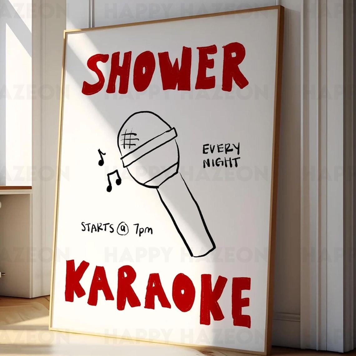 Shower Karaoke Retro Bathroom Art Print Poster