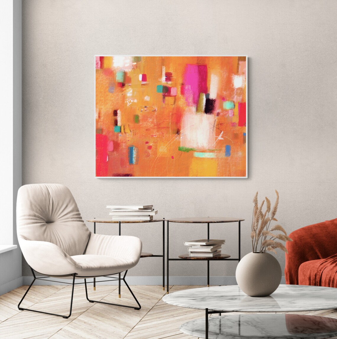 Abstract Colorful Orange Wall Art Print, Modern - Image 2