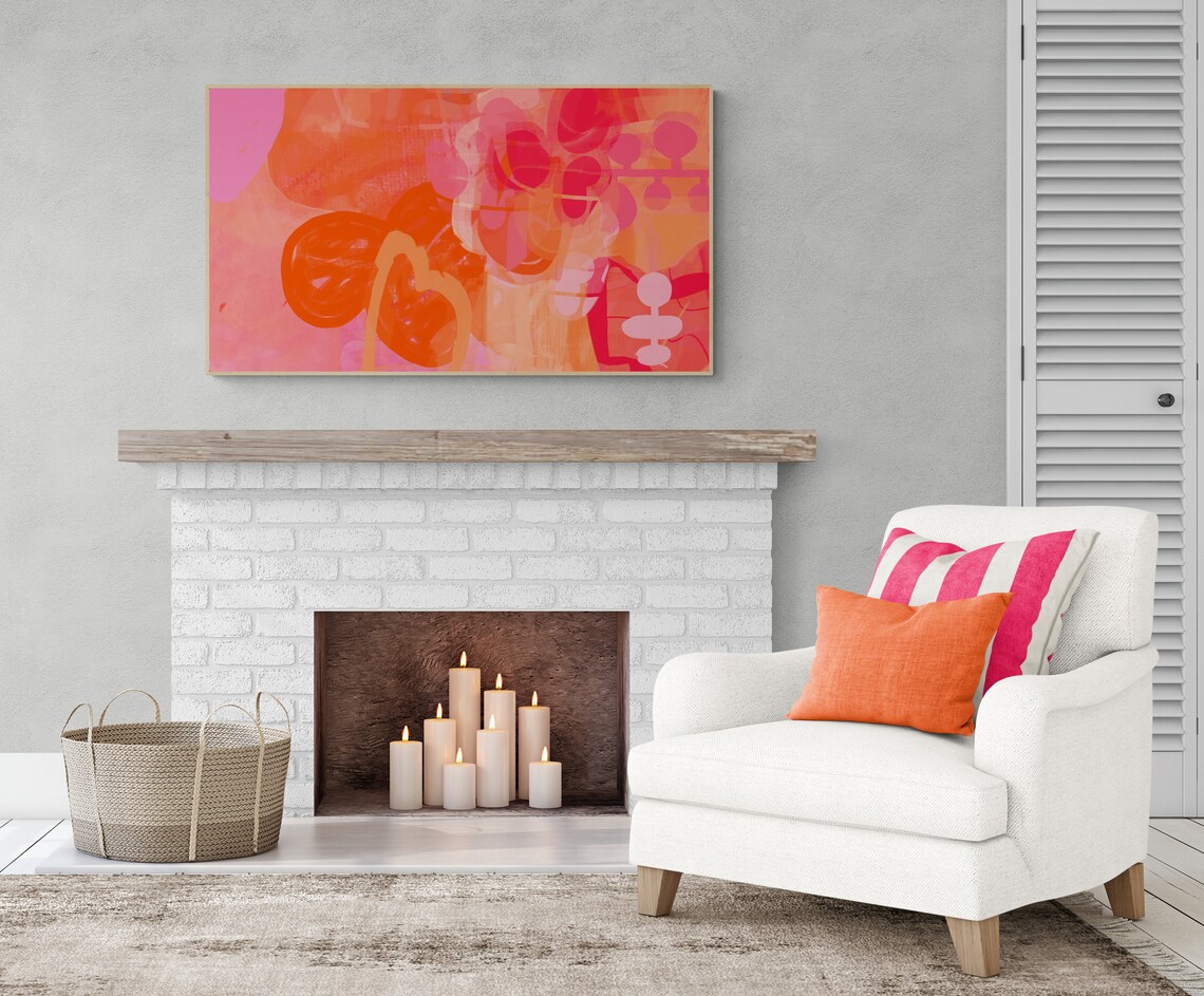 Abstract Frame Tv Art Bright Orange Pink Art For Tv For Frame Abstract Tv - Image 2