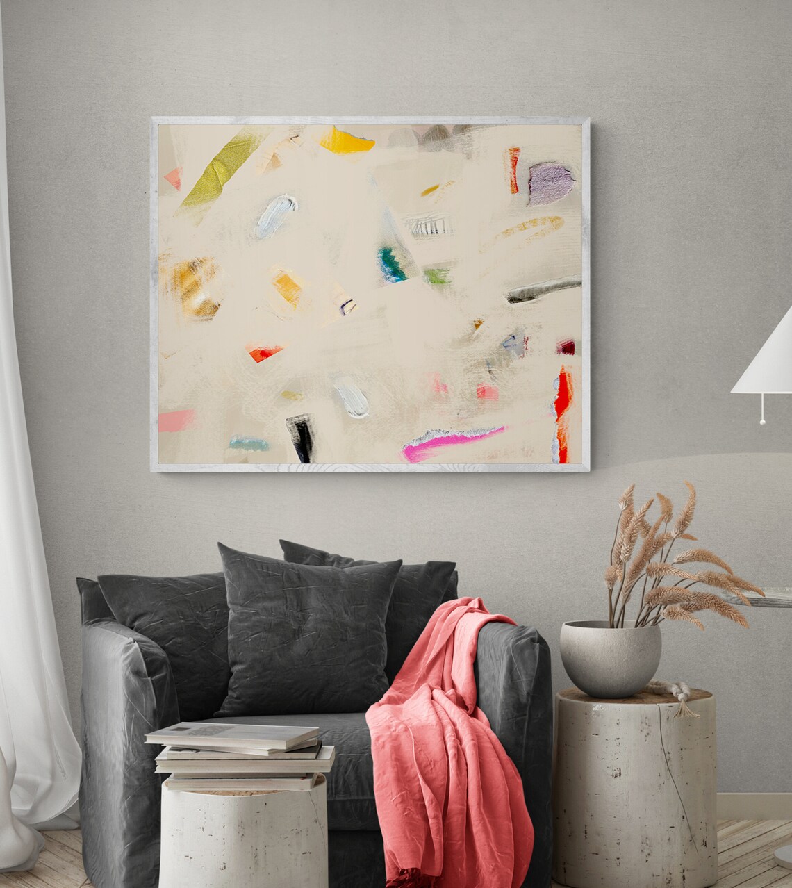 Beige Cream Abstract Painting Art Print, Modern Wall Art - Image 3