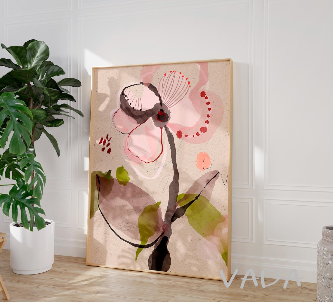 Pink Floral Watercolor Botanical Flower Art Print