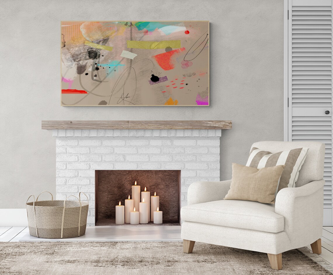 Beige and Orange Fruit Art Print for TV Decor - Image 4