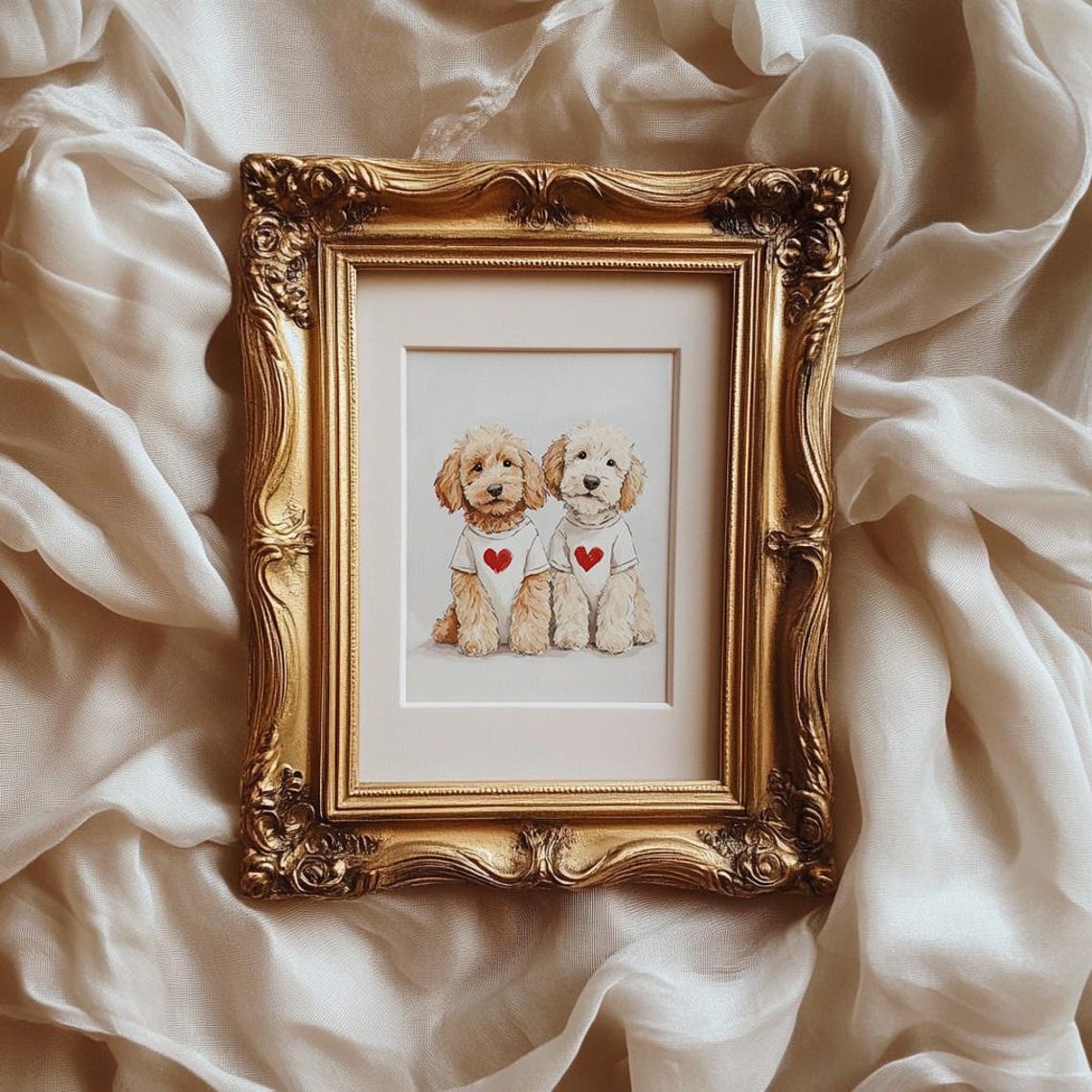 Two Goldendoodle Puppies In Heart Shirts Valentines Day Dog Poster - Image 4
