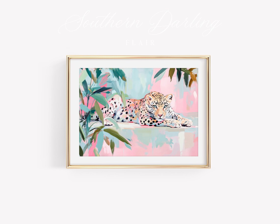 Pastel Leopard Art Print, Grandmillennial Decor - Image 4