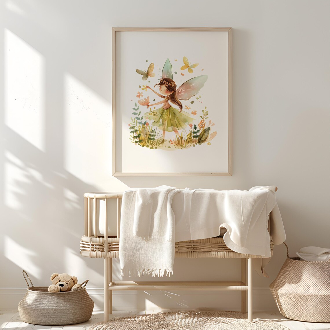 Fairy Princess With Butterflies Watercolor Garden Nursery Art Poster - Image 5