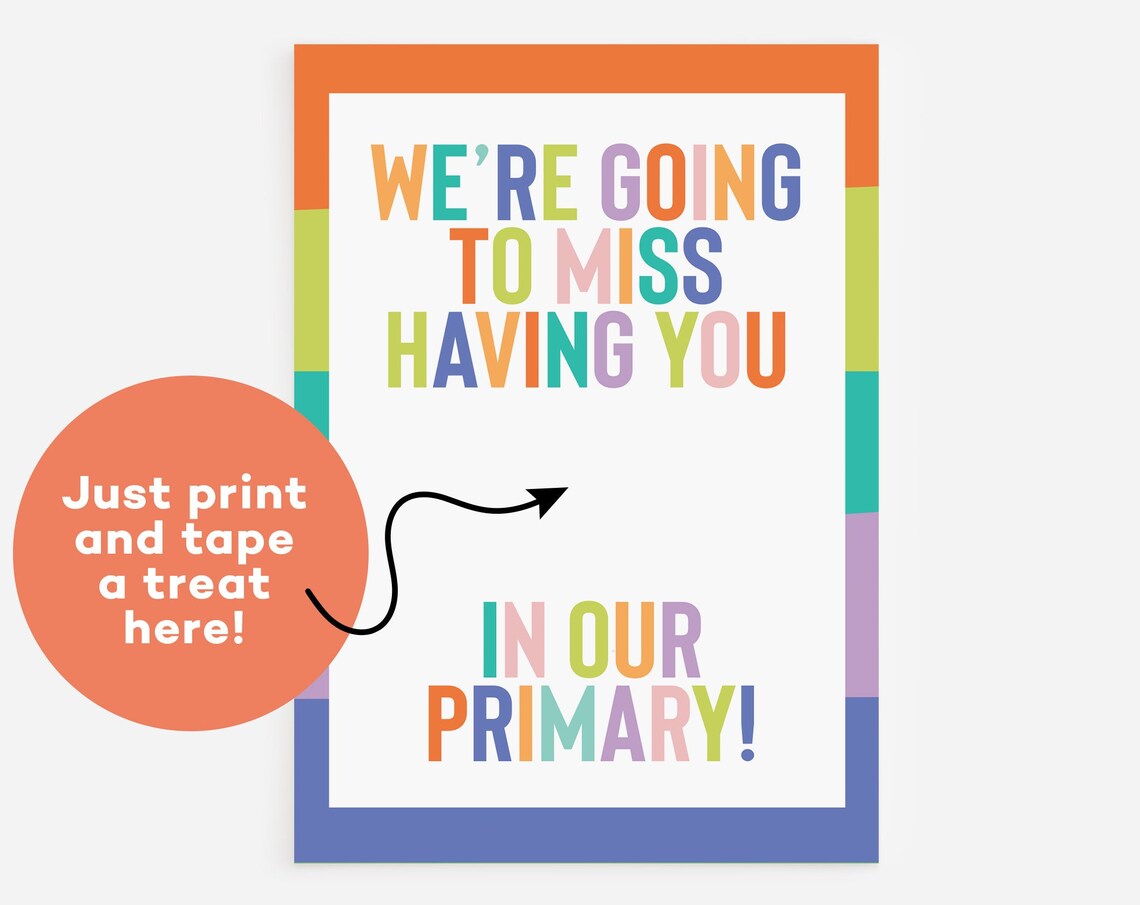 We're Going To Miss You Primary Goodbye Treat Card Keepsake Poster