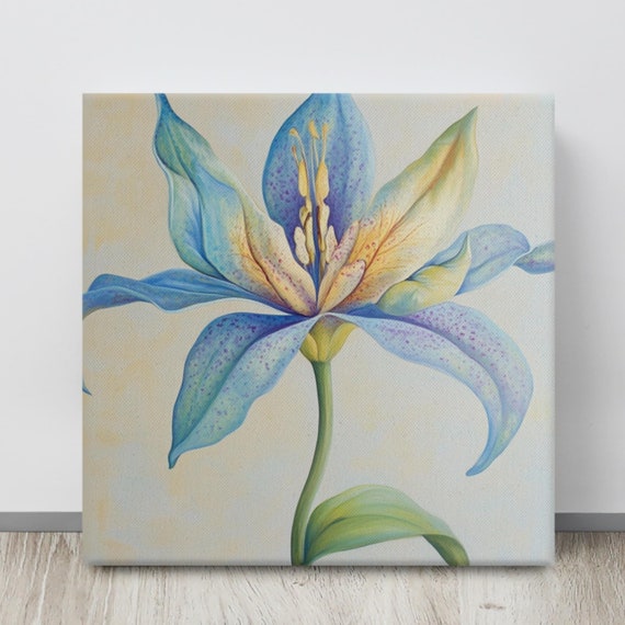 Blue Flower Print Wall Art Flower Painting Print Tropical Flower Art Print Tropical Wall Art Large Wall Art