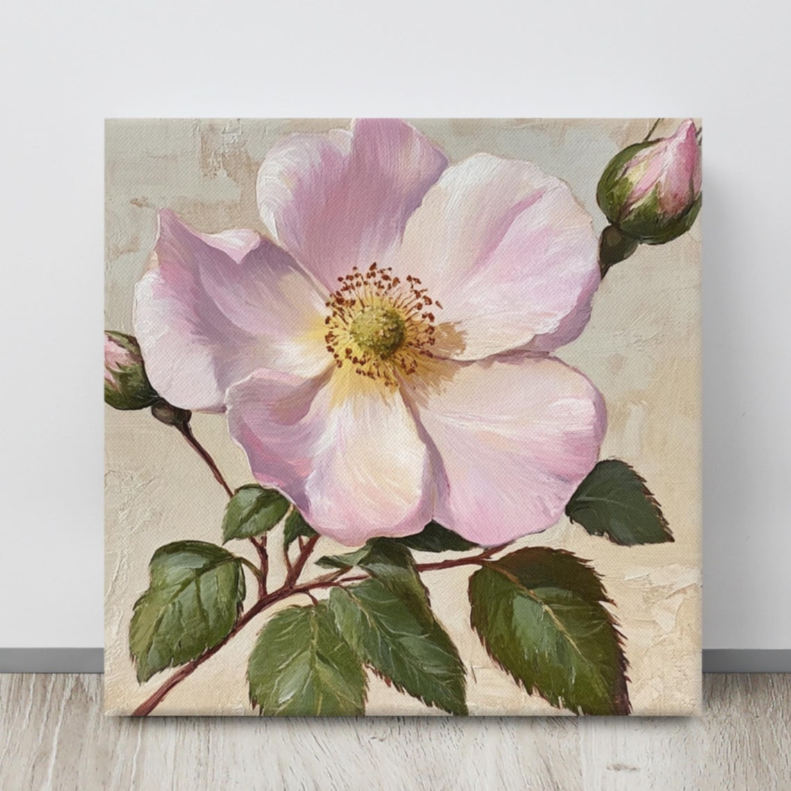 Dog Rose Flower Print Wall Art Flower Painting Print Pink Flower Art Print Living Room Wall Art Flower Wall Art