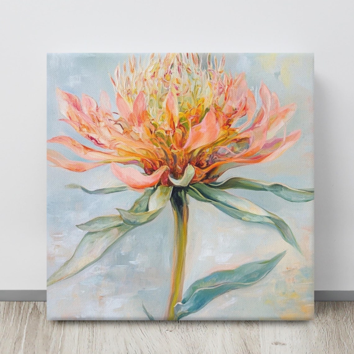 Peach Flower Wall Art Flower Painting Print Pink Flower Art Nature Wall Art Flower Wall Art Living Room Art