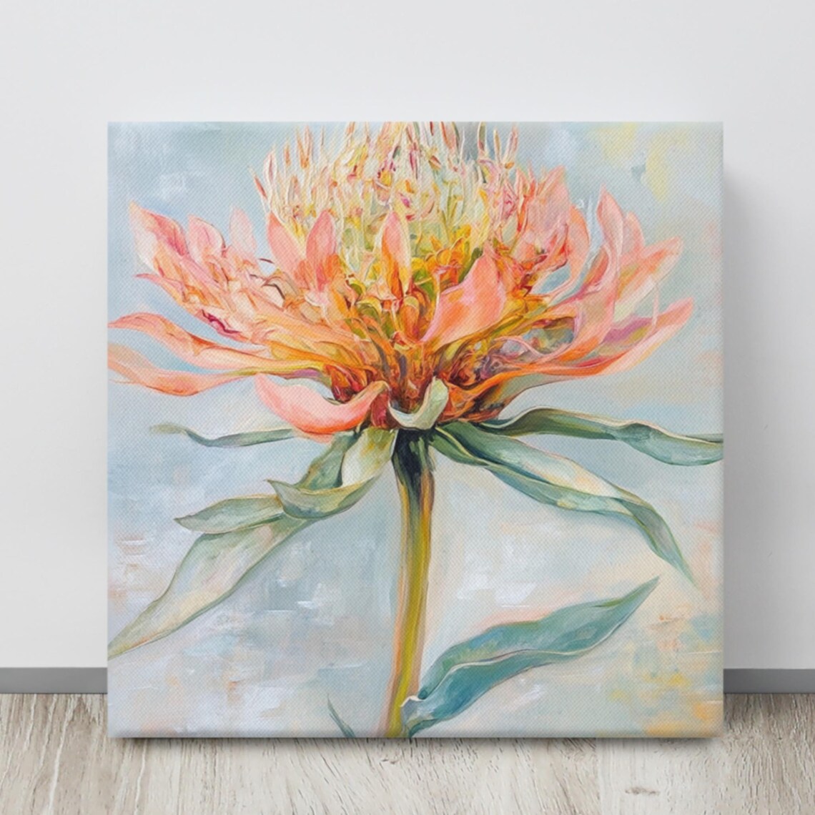Peach Pink Blossom Close Up Soft Petals Painting Print Poster