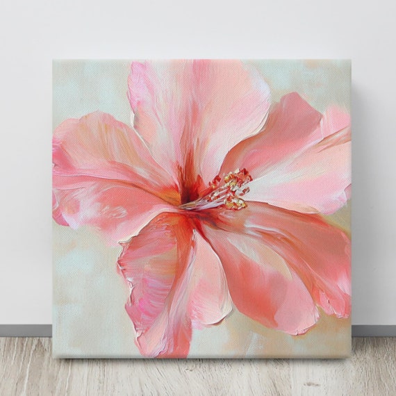 Pink Hawaiian Flower Print Large Painting Print Flower Wall Art Tropical Flower Art Tropical Wall Art Pink Wall Art