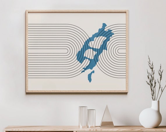 Lake Placid Print Mid Century Modern Wall Art Gift House Decor And Silhouette Ny