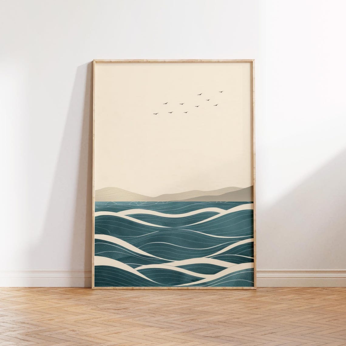 Still Horizons Japandi Ocean Waves Art Print - Image 3