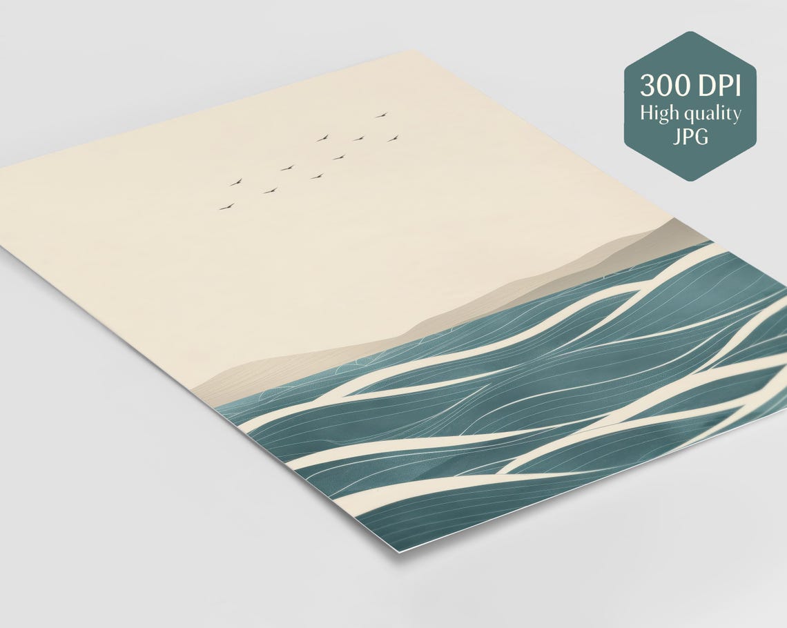 Still Horizons Japandi Ocean Waves Art Print - Image 2