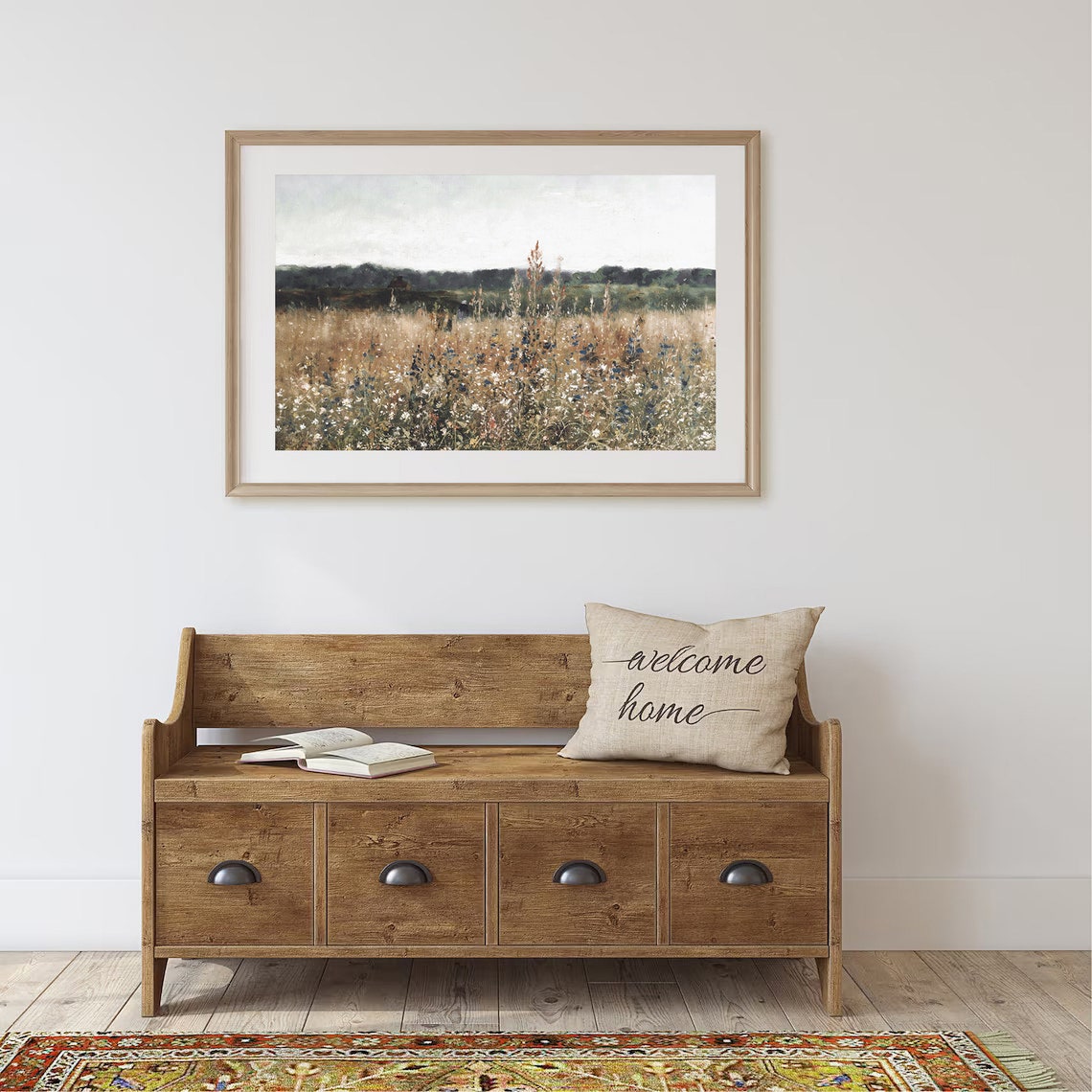 Vintage Wildflower Meadow Painting Tall Grasses Field Art Poster - Image 2