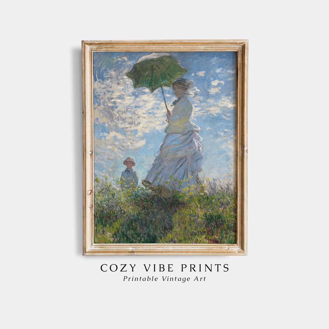 Monet Woman With Green Parasol Impressionist Painting Classic Poster