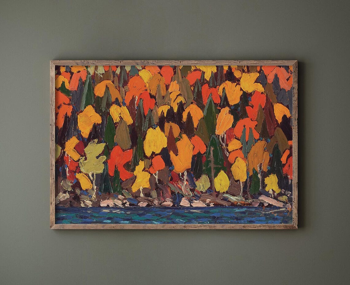 Colorful Autumn Forest Lake Expressionist Fall Foliage Art Poster - Image 4