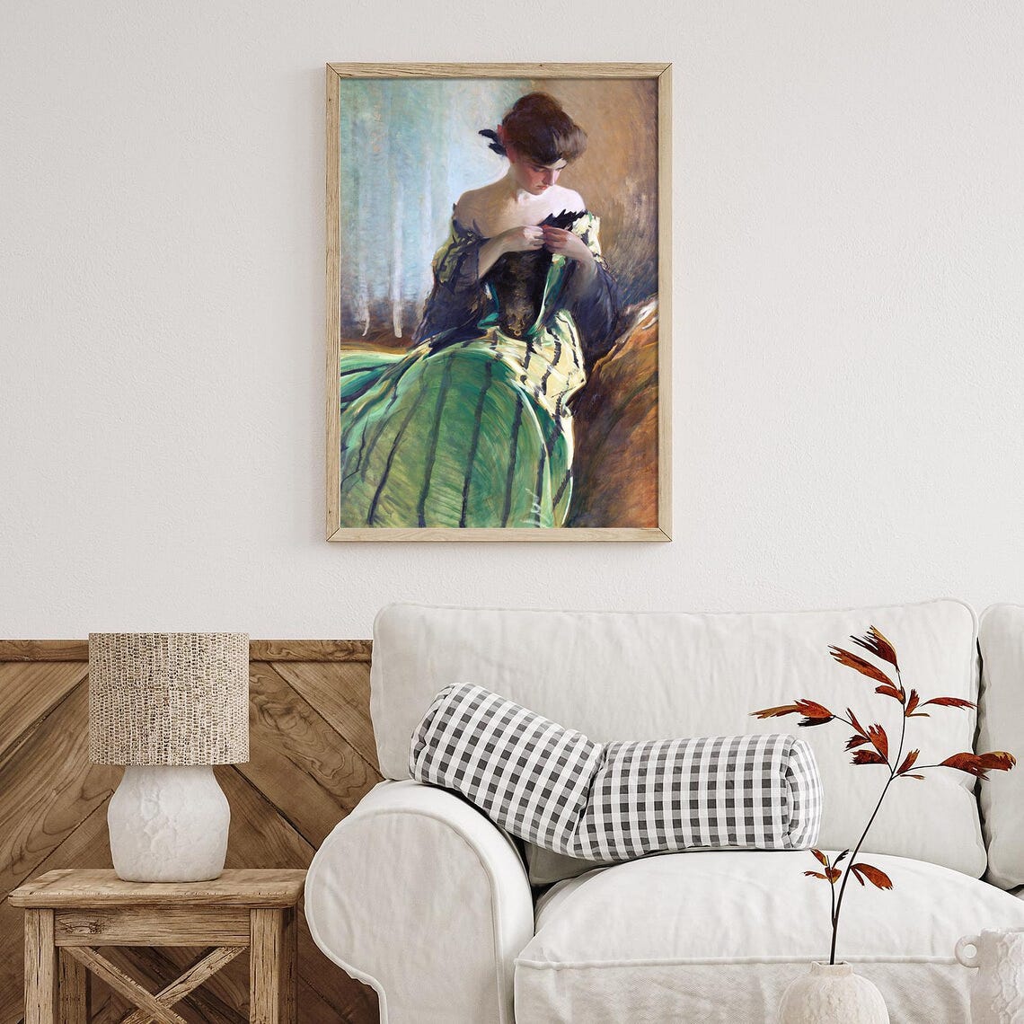 Woman in Green Dress Seated Vintage Portrait Impressionist Poster - Image 4