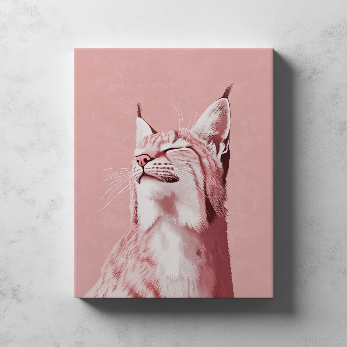 Pink Lynx Portrait Minimal Pastel Wild Cat Animal Art Poster - Image 2
