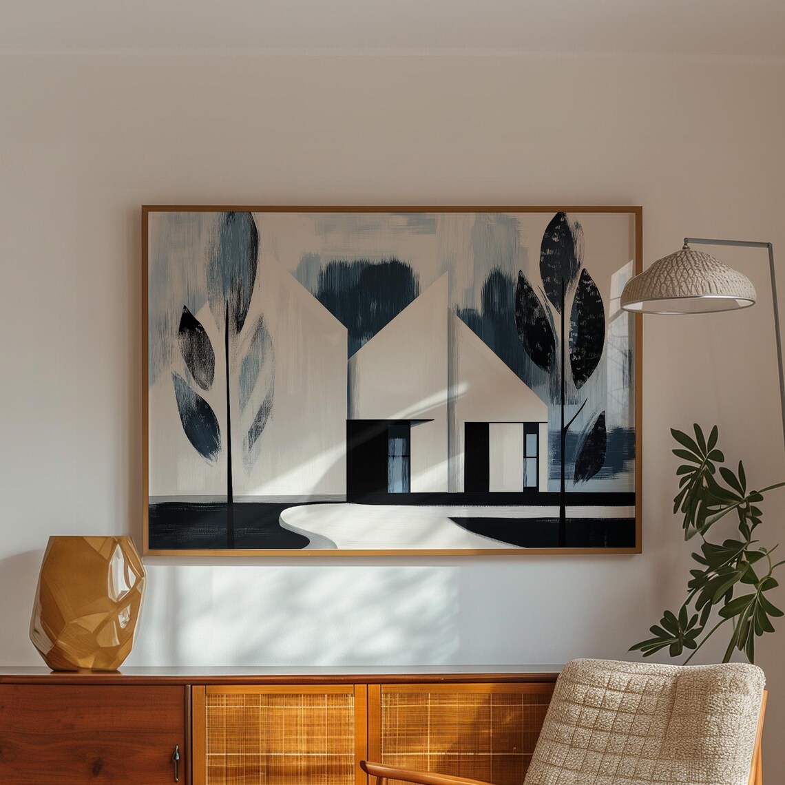 Modern Minimalist House - Abstract Trees Art Print