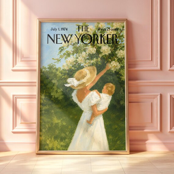 July 1 1974 The New Yorker Mother And Child Blossom Cover Art Poster