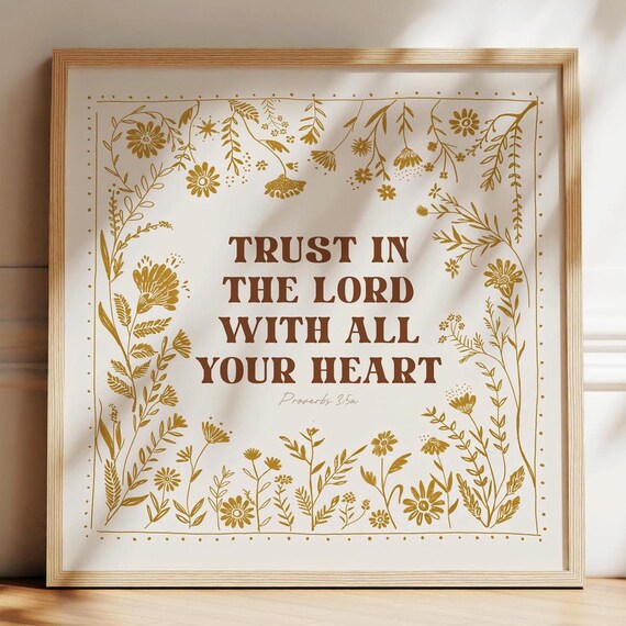 Trust In The Lord Print Proverbs 35 Scripture Artwork Christian Gift Bible Verse Scandinavian Folk Cottage