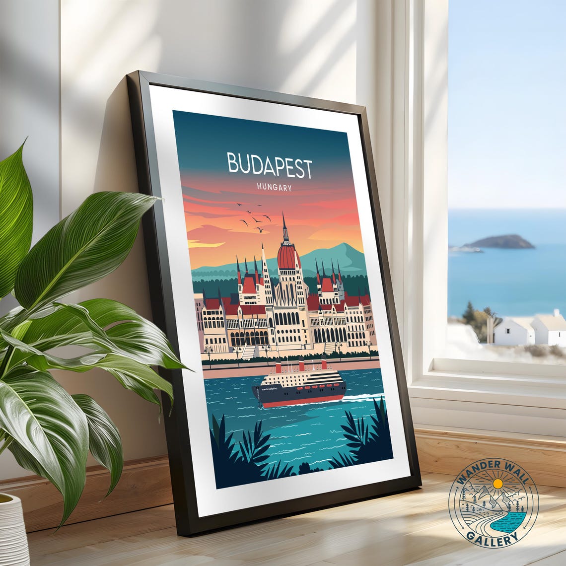 Budapest Parliament Building Danube Sunset Retro Hungary Travel Poster - Image 2