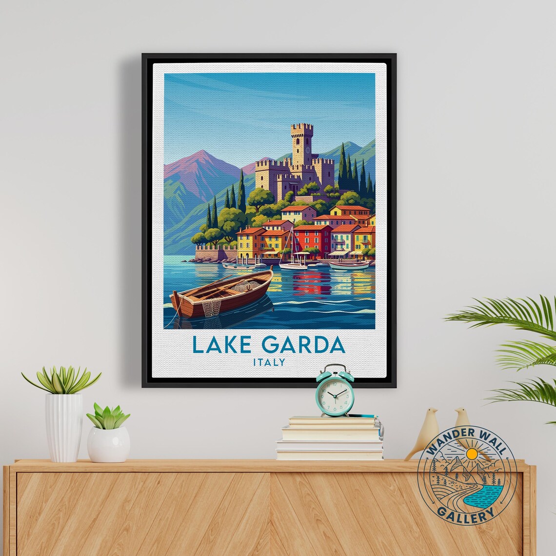 Lake Garda Italy Medieval Castle Lakeside Boats Travel Poster - Image 5