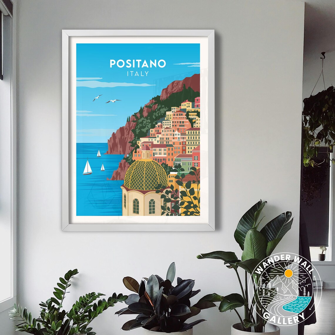 Positano Italy Amalfi Coast Cliffside Village Seascape Poster - Image 3