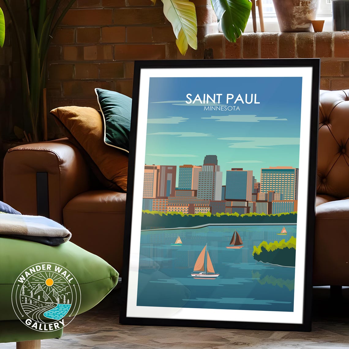Saint Paul Minnesota Skyline River Sailing Sunset View Poster - Image 6