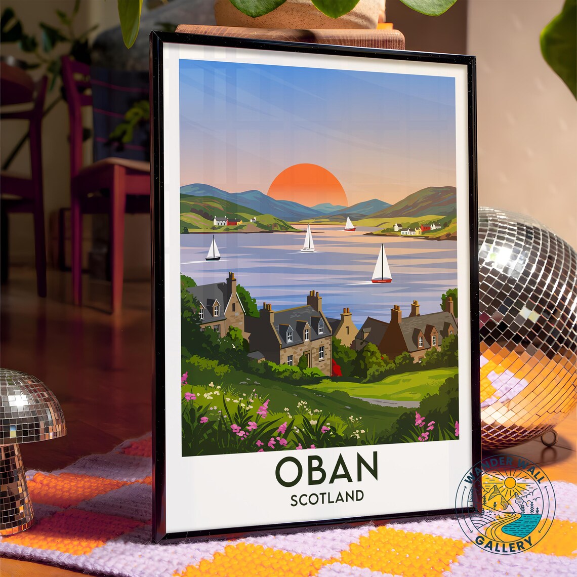 Oban Scotland Sunset Harbor Sailboats Coastal Village Travel Poster - Image 4