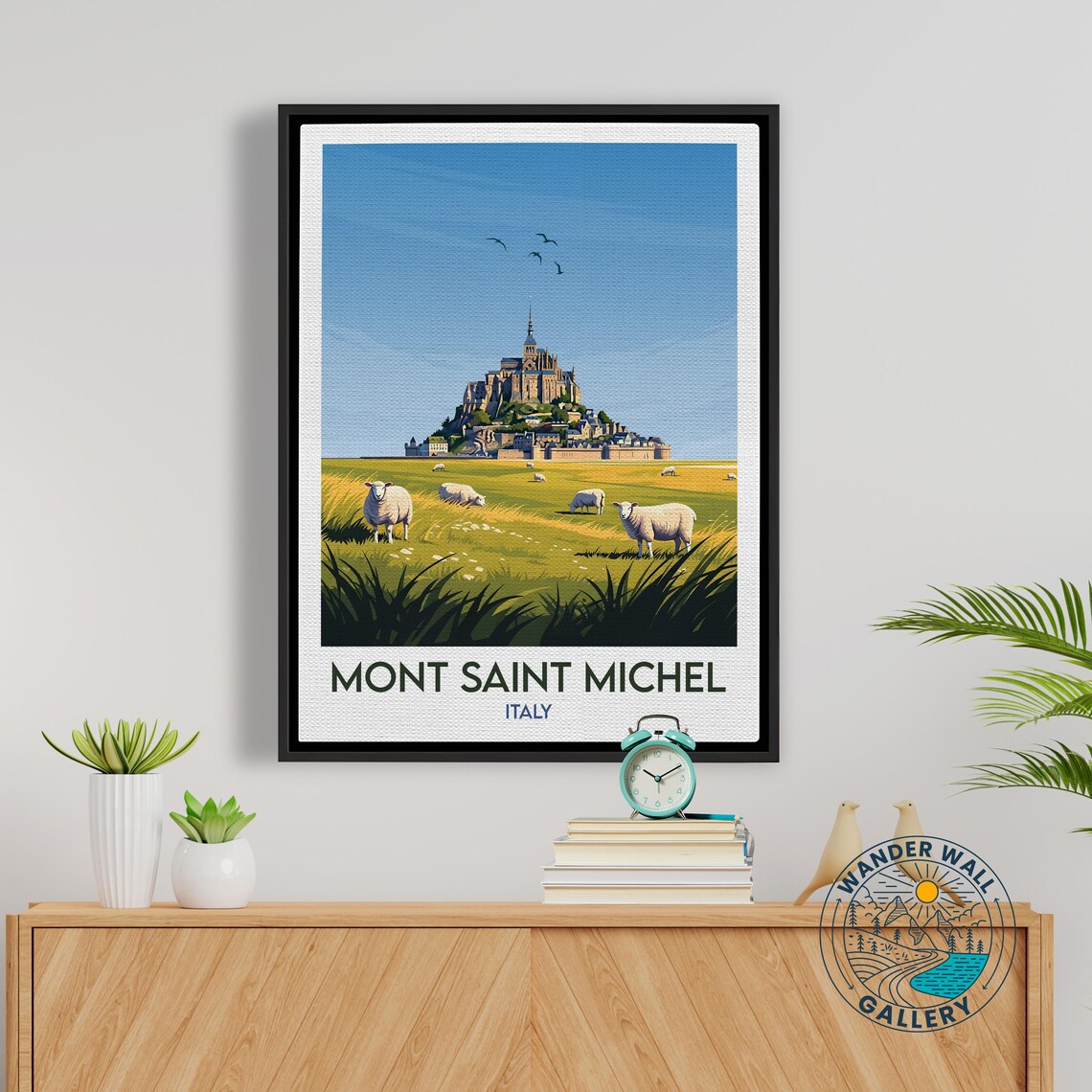 Mont Saint Michel Island Abbey Meadow Captioned Italy Travel Poster - Image 5