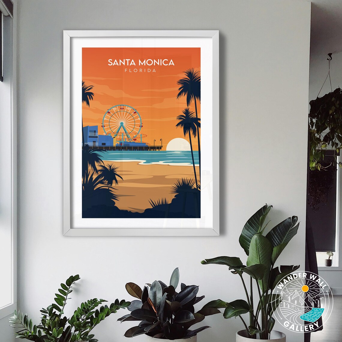 Santa Monica California Pier Ferris Wheel Sunset Beach Poster - Image 3