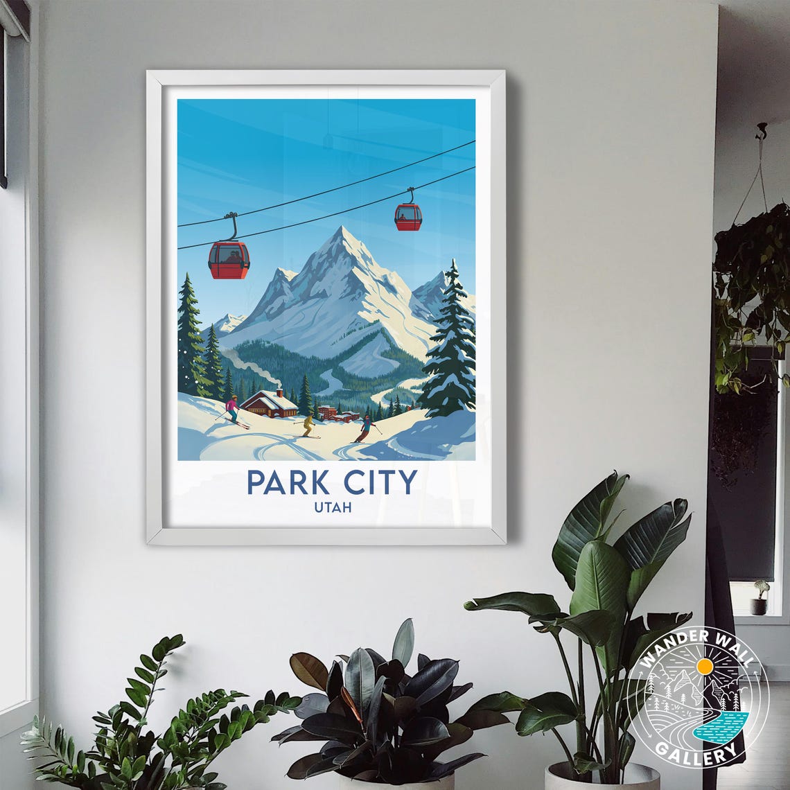 Park City Utah Ski Slopes Gondolas Snowy Peak Lodge Winter Poster - Image 3