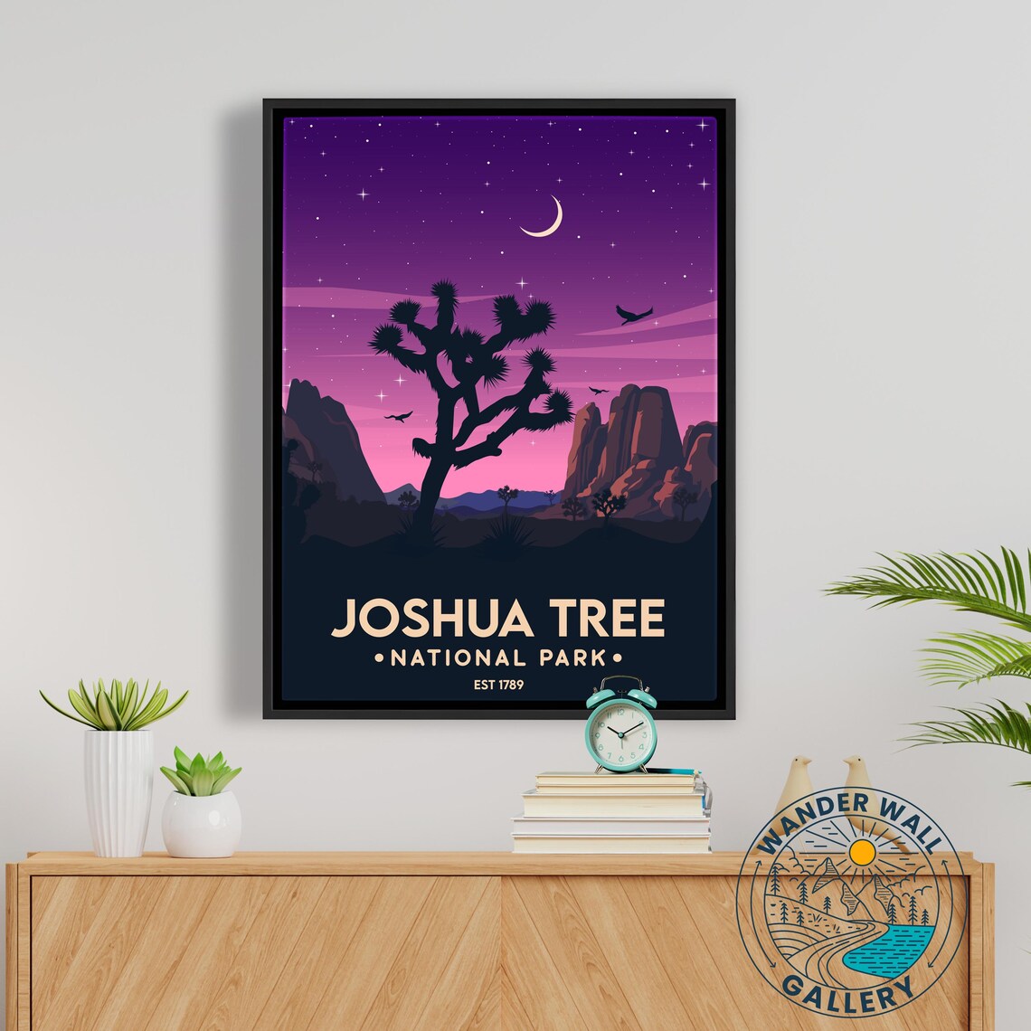 Joshua Tree National Park Starry Night Moon Desert Vintage Travel Poster - Image 5