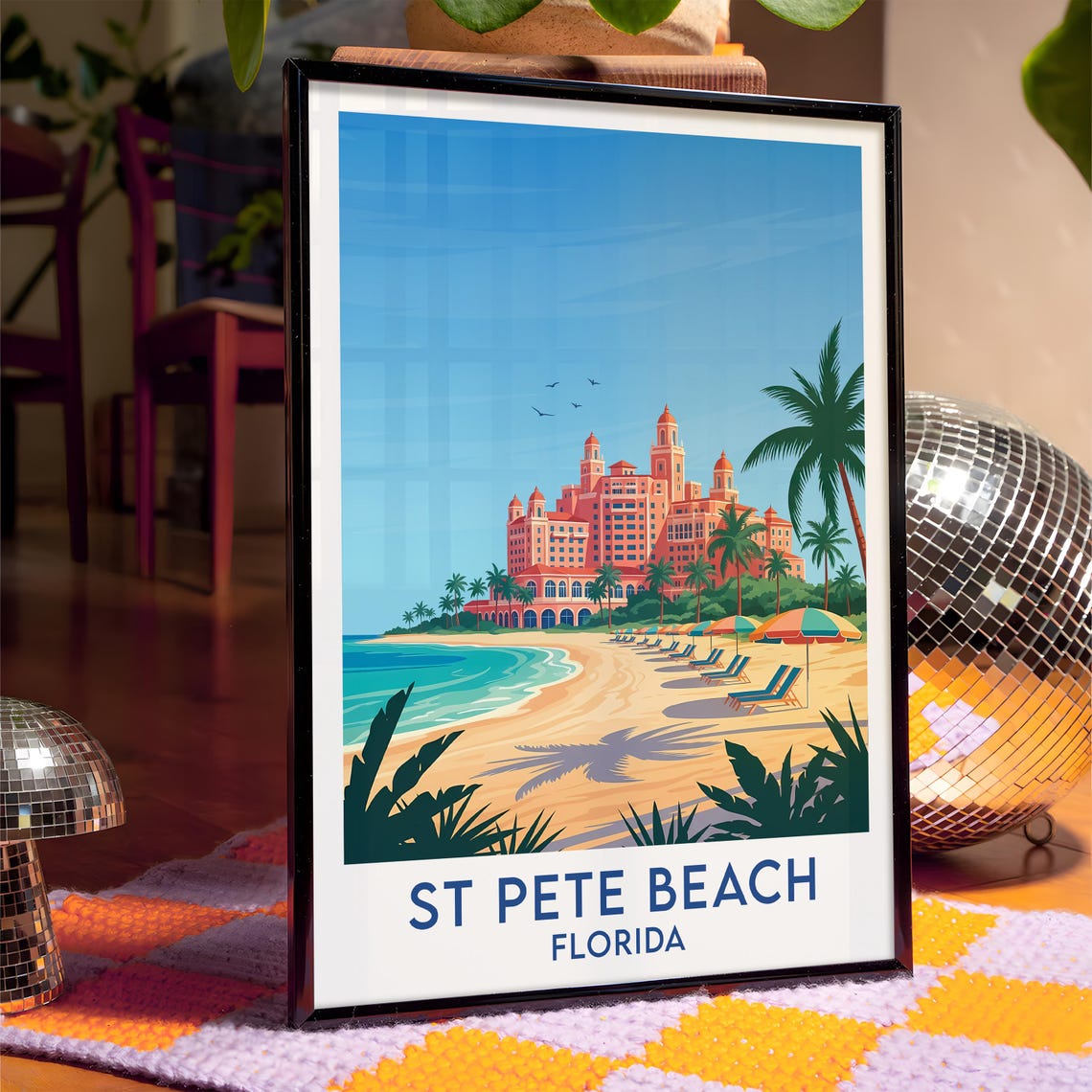 St Pete Beach Florida Pink Resort Hotel Beach Umbrellas Poster - Image 4