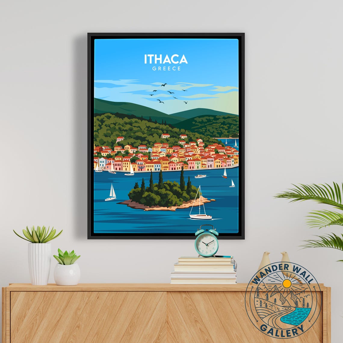 Ithaca Greece Island Town Sailboats Turquoise Bay View Poster - Image 5