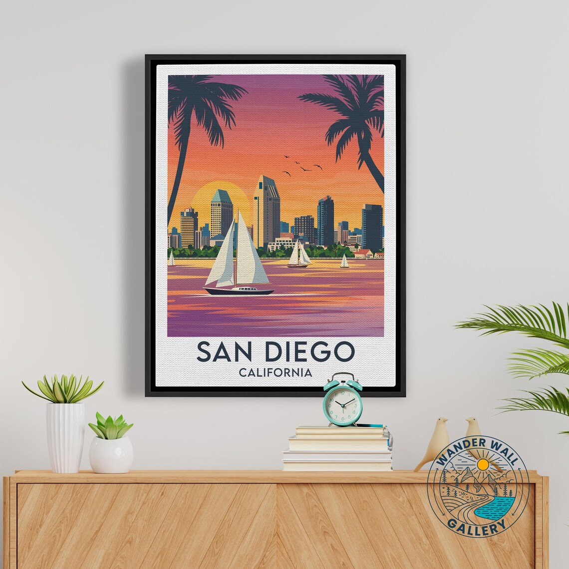 San Diego California Sunset Skyline Sailboats Harbor Travel Poster - Image 5
